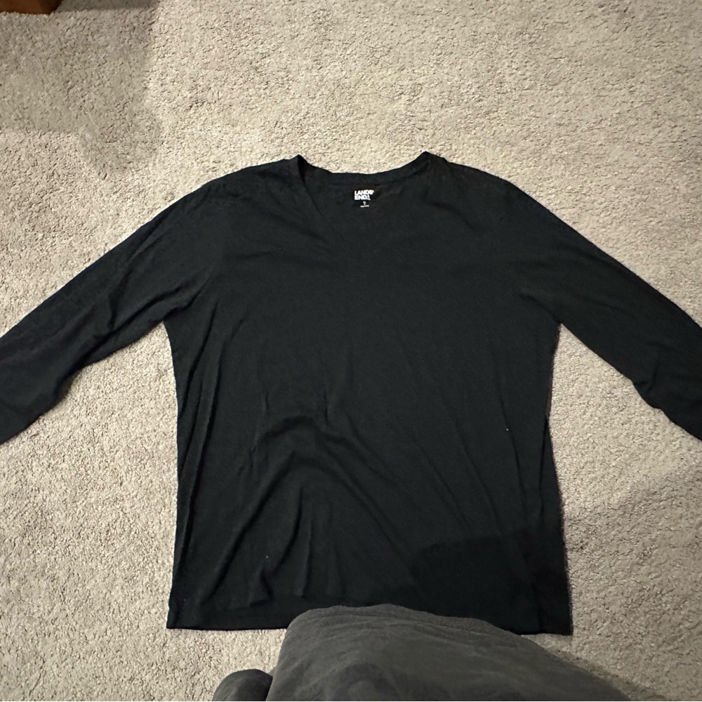 SIZE XL Women's Lands End Black Long-Sleeve Top